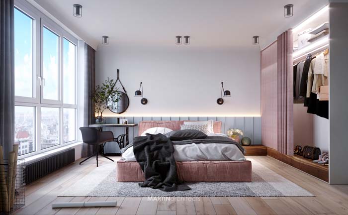 Stoere slaapkamer met roze en blauw – Slaapkamer
